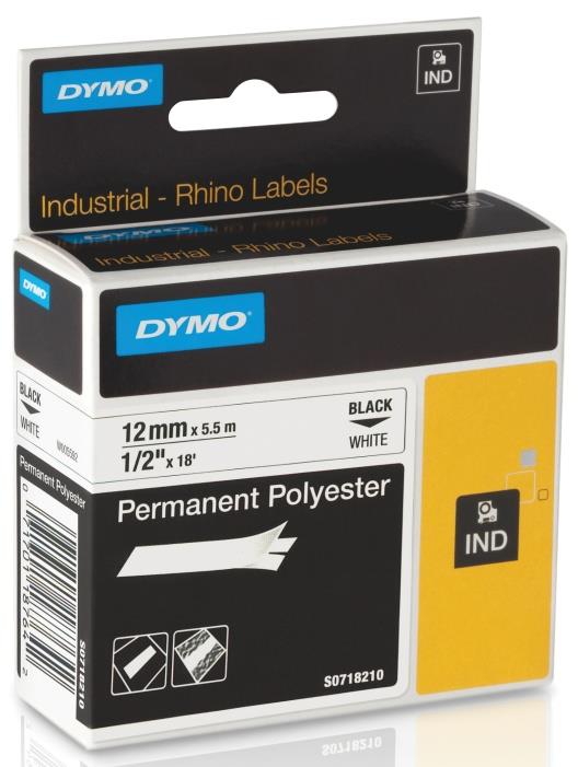 778687 Dymo 18483 Tape DYMO D1 permanent 12mmx5,5m hvit 